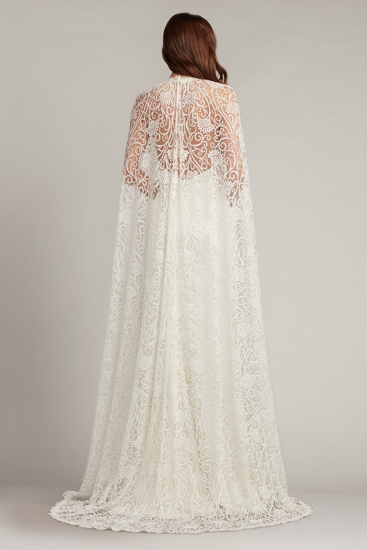 Piers Embroidered Cape Gown