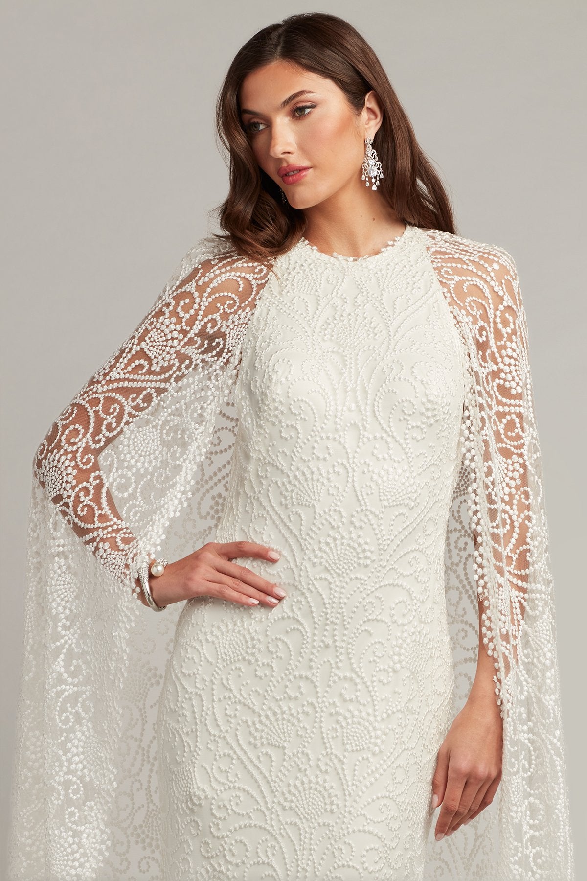 Piers Embroidered Cape Gown