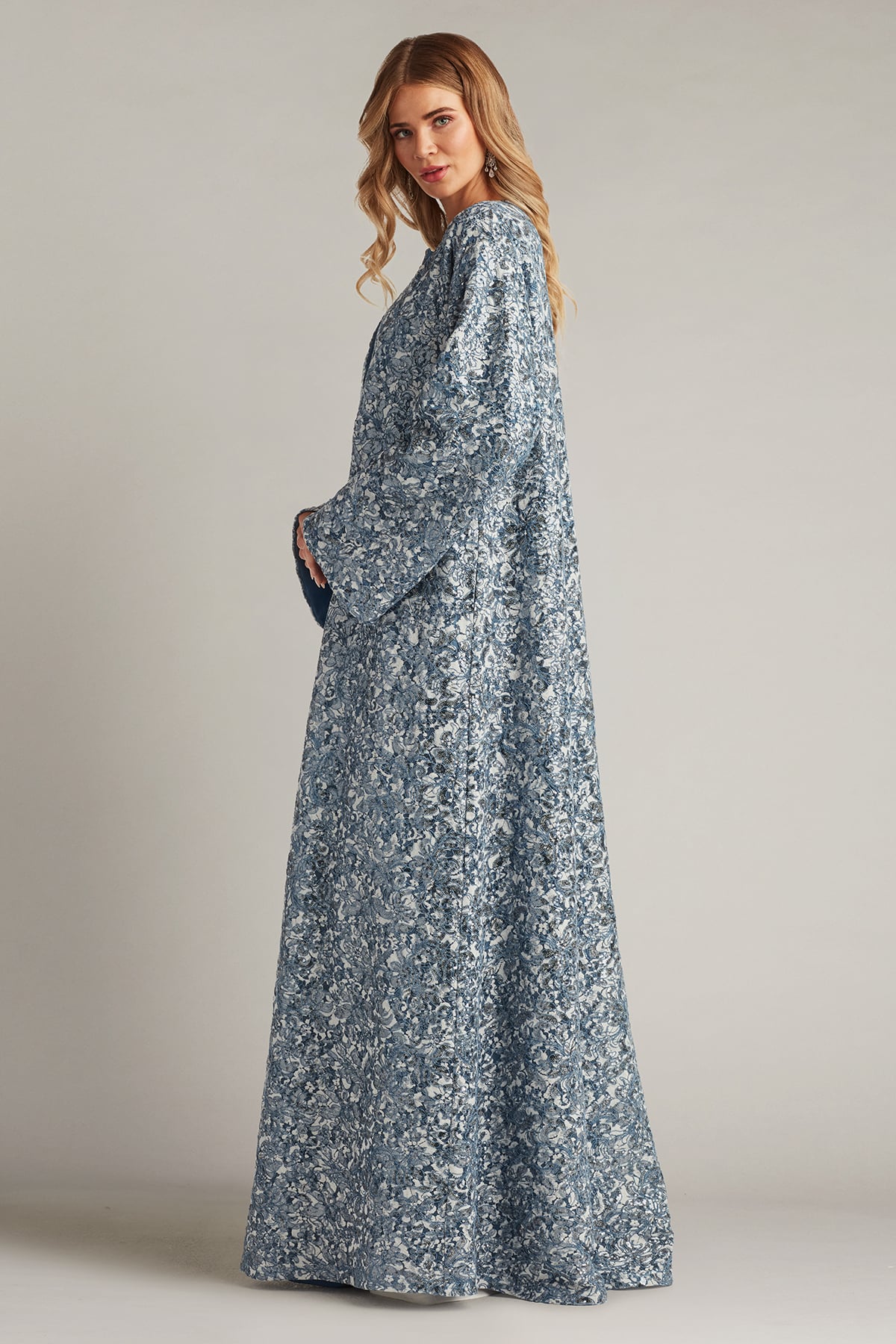 Ostak Sequin Embroidered Caftan Gown