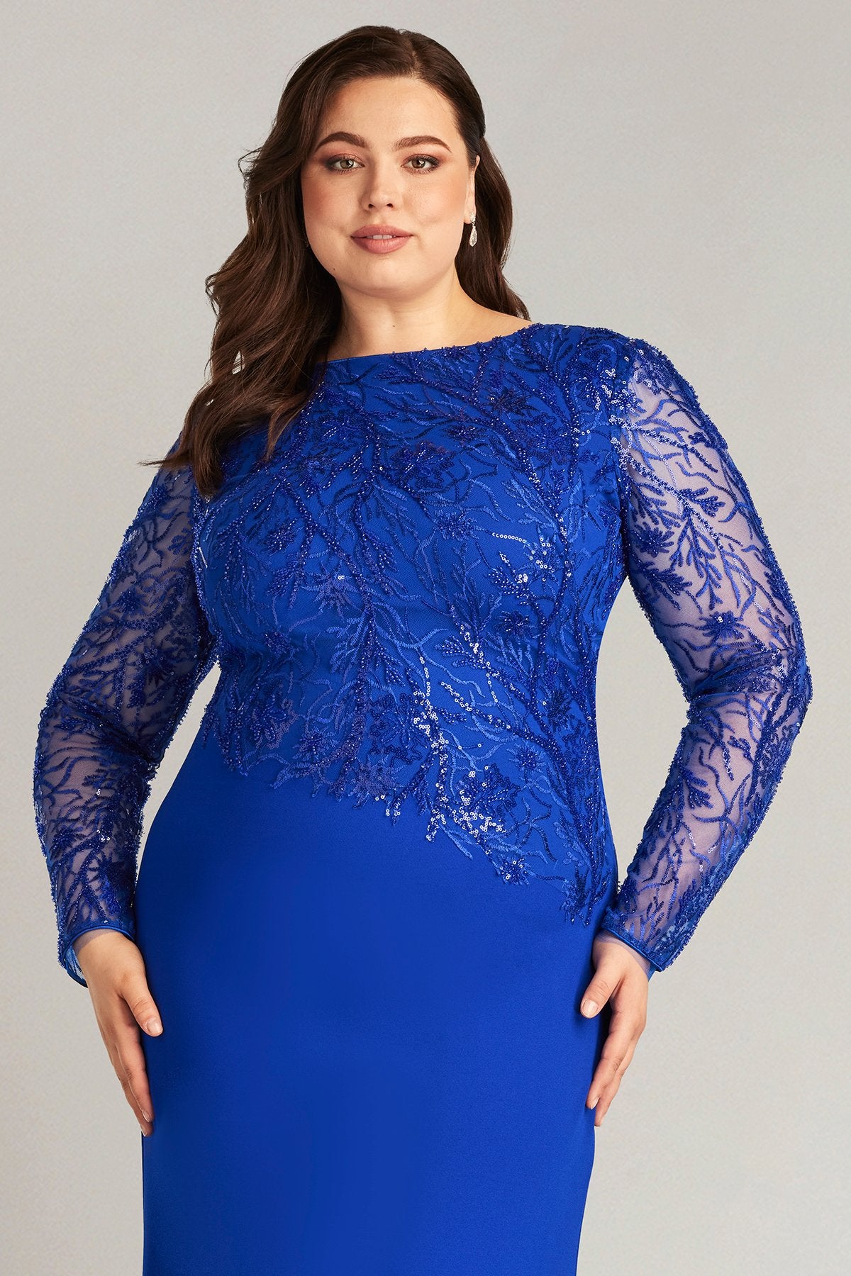 Ren Bead Embroidered Crepe Gown - PLUS SIZE