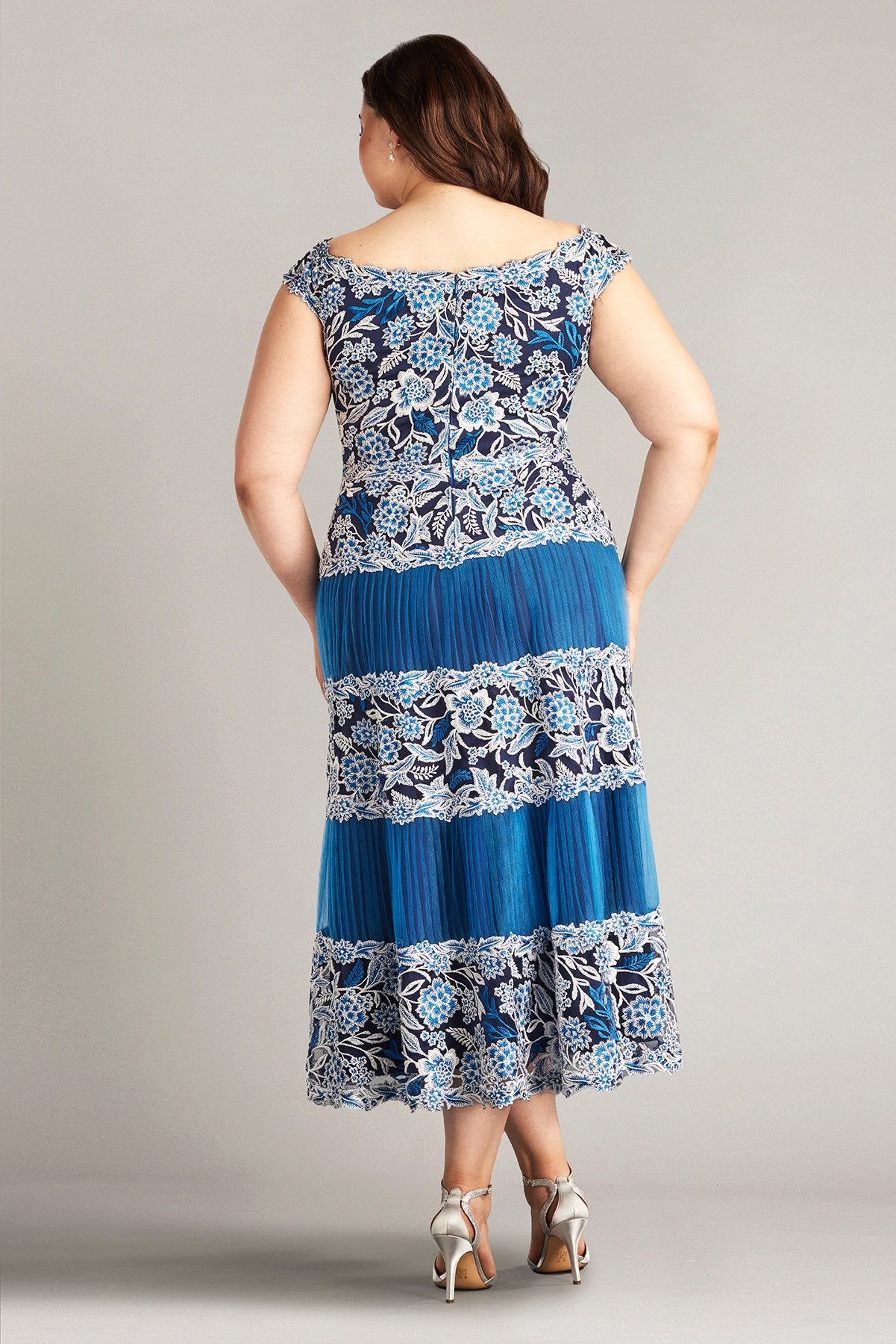 Klein Embroidered Tea-Length Dress - PLUS SIZE