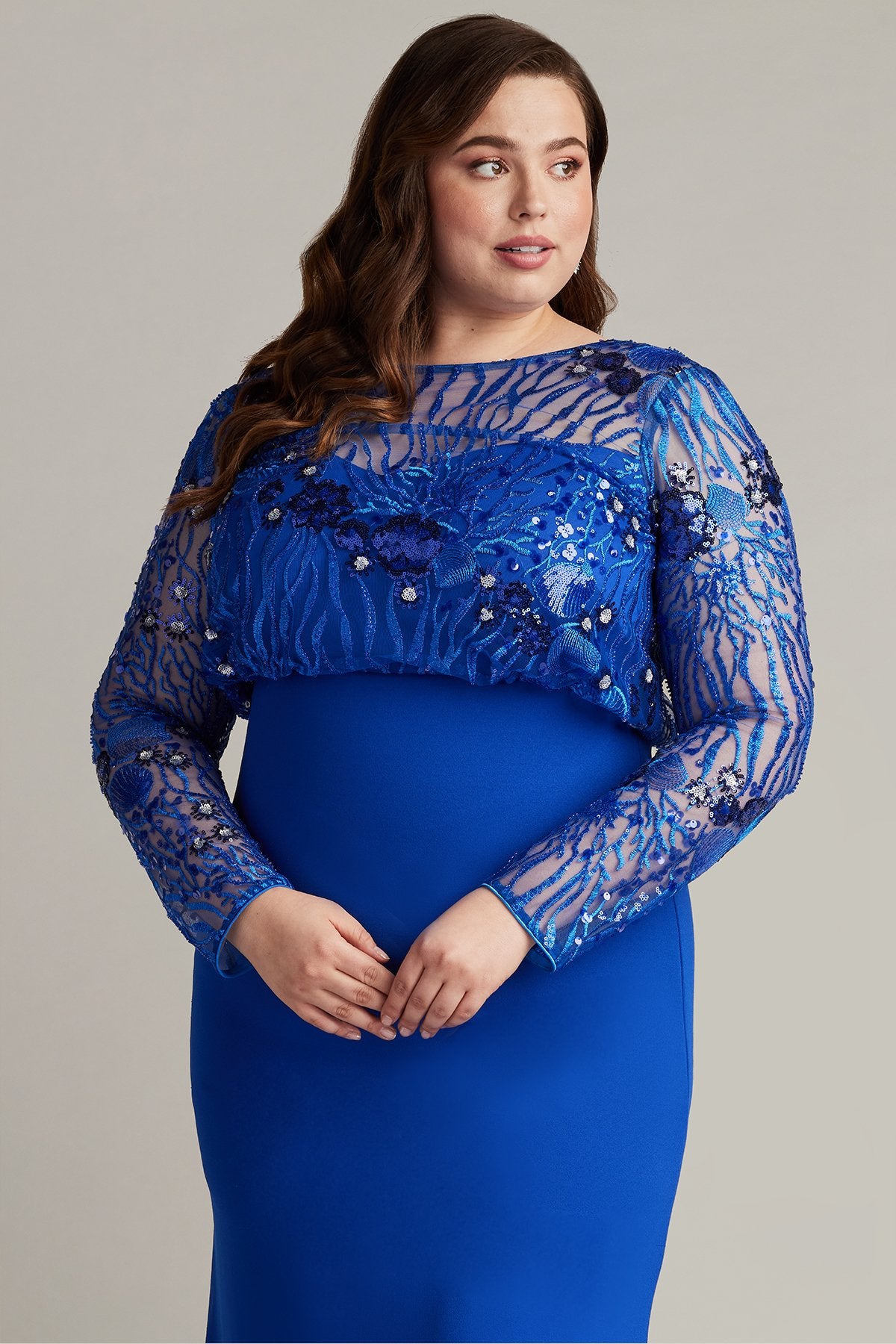 Garnet Sequin Embroidered Blouson Gown - PLUS SIZE