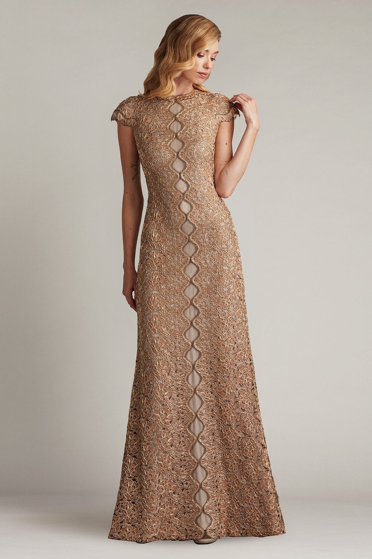Etters Scalloped Illusion Gown