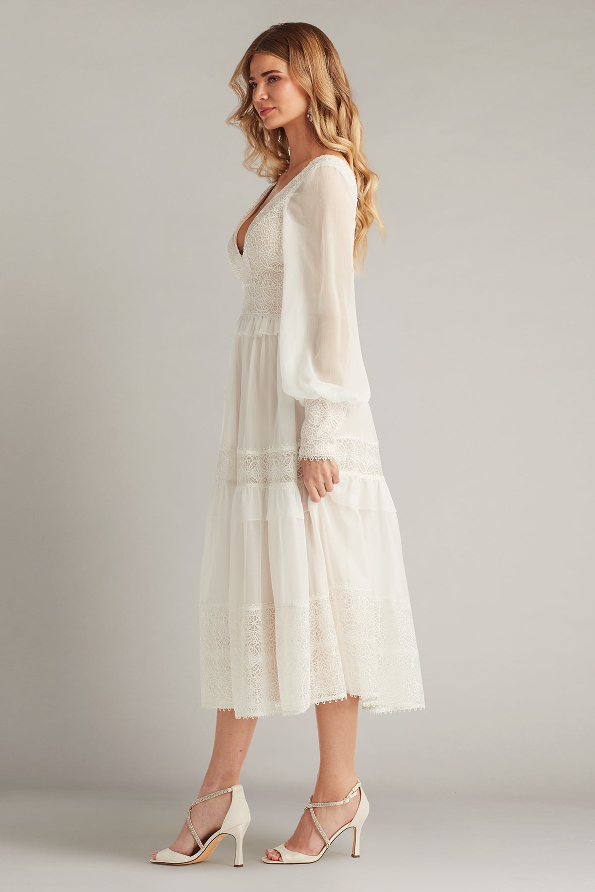 Loic Lace Panel Midi Dress