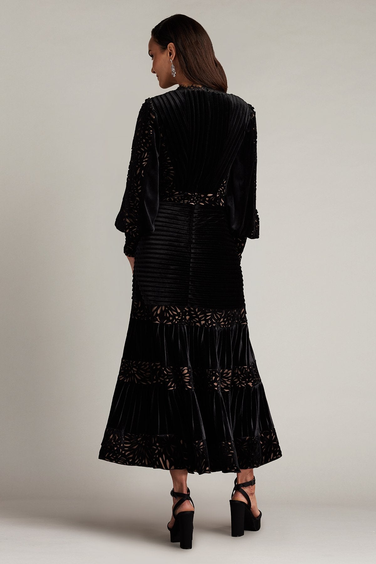 Sonata Pleated Velvet Midi Dress
