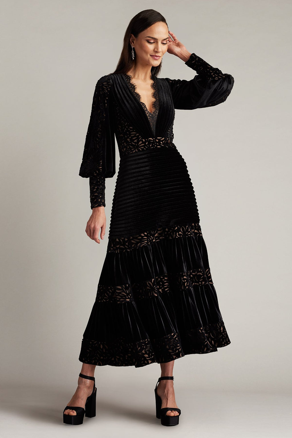 Sonata Pleated Velvet Midi Dress