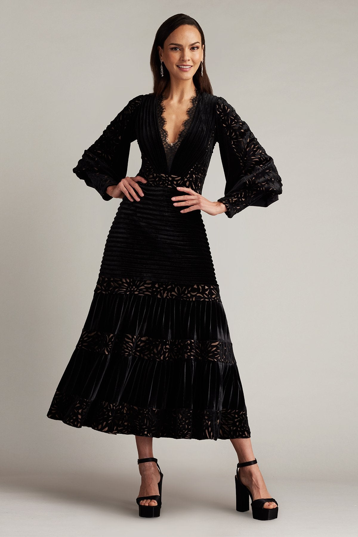Sonata Pleated Velvet Midi Dress