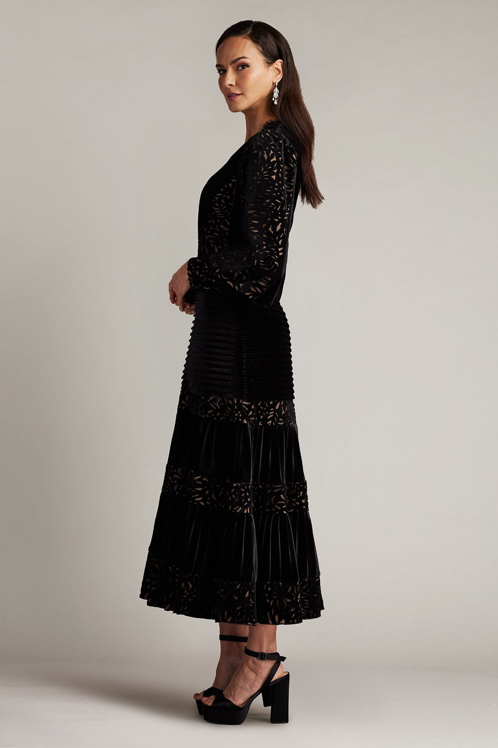 Sonata Pleated Velvet Midi Dress