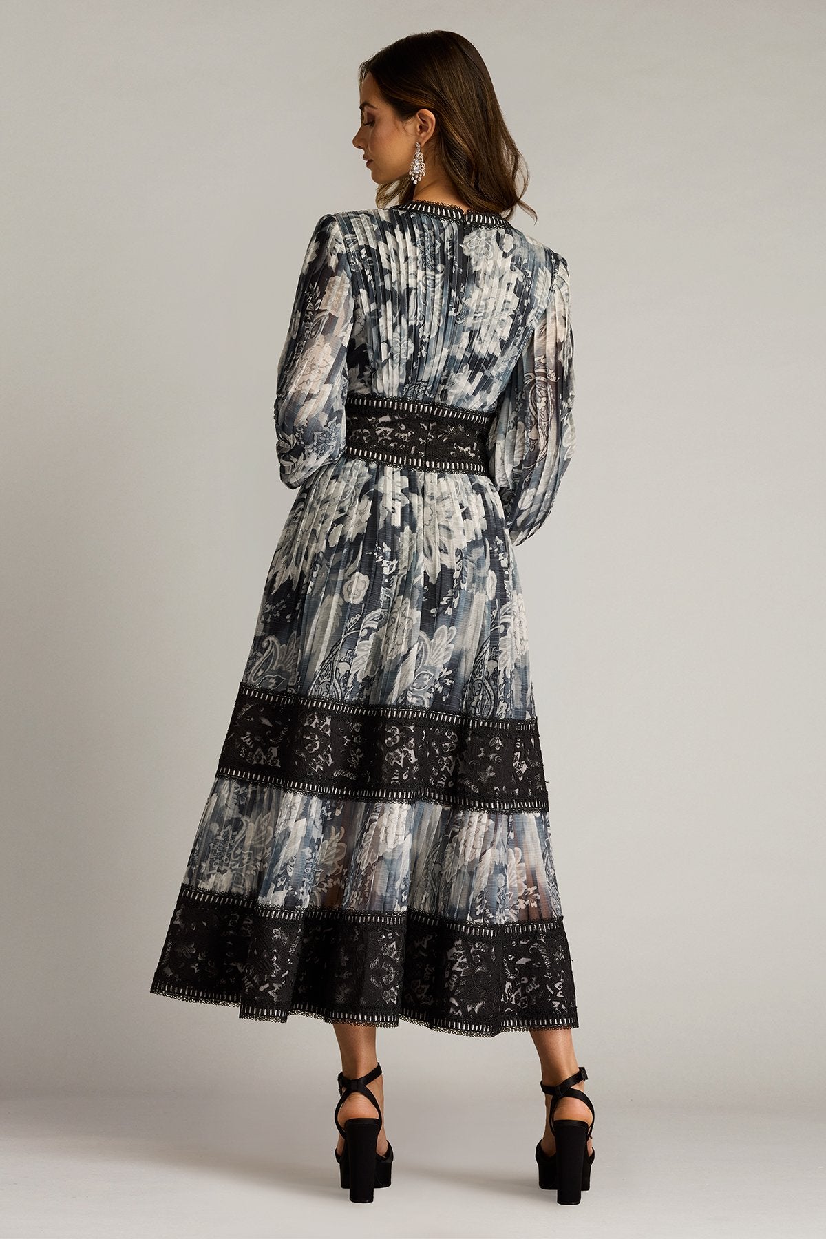 Derby Pleated Chiffon Midi Dress