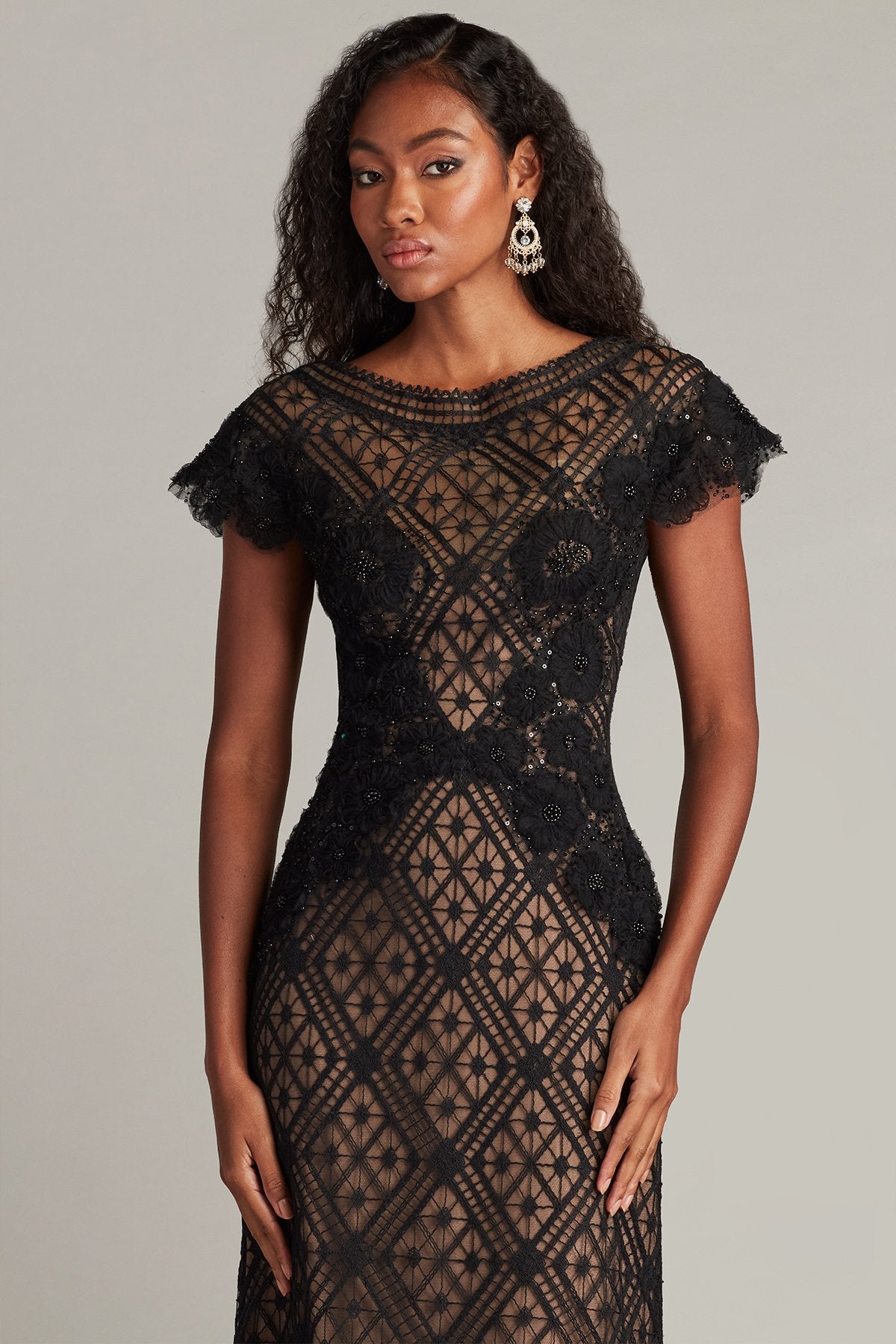 Jasi Embroidered Illusion Gown