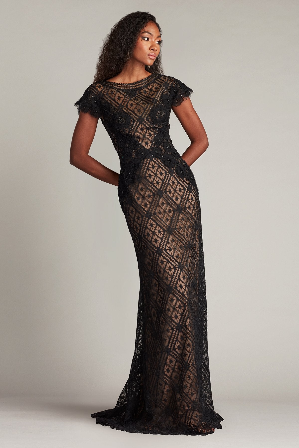 Jasi Embroidered Illusion Gown