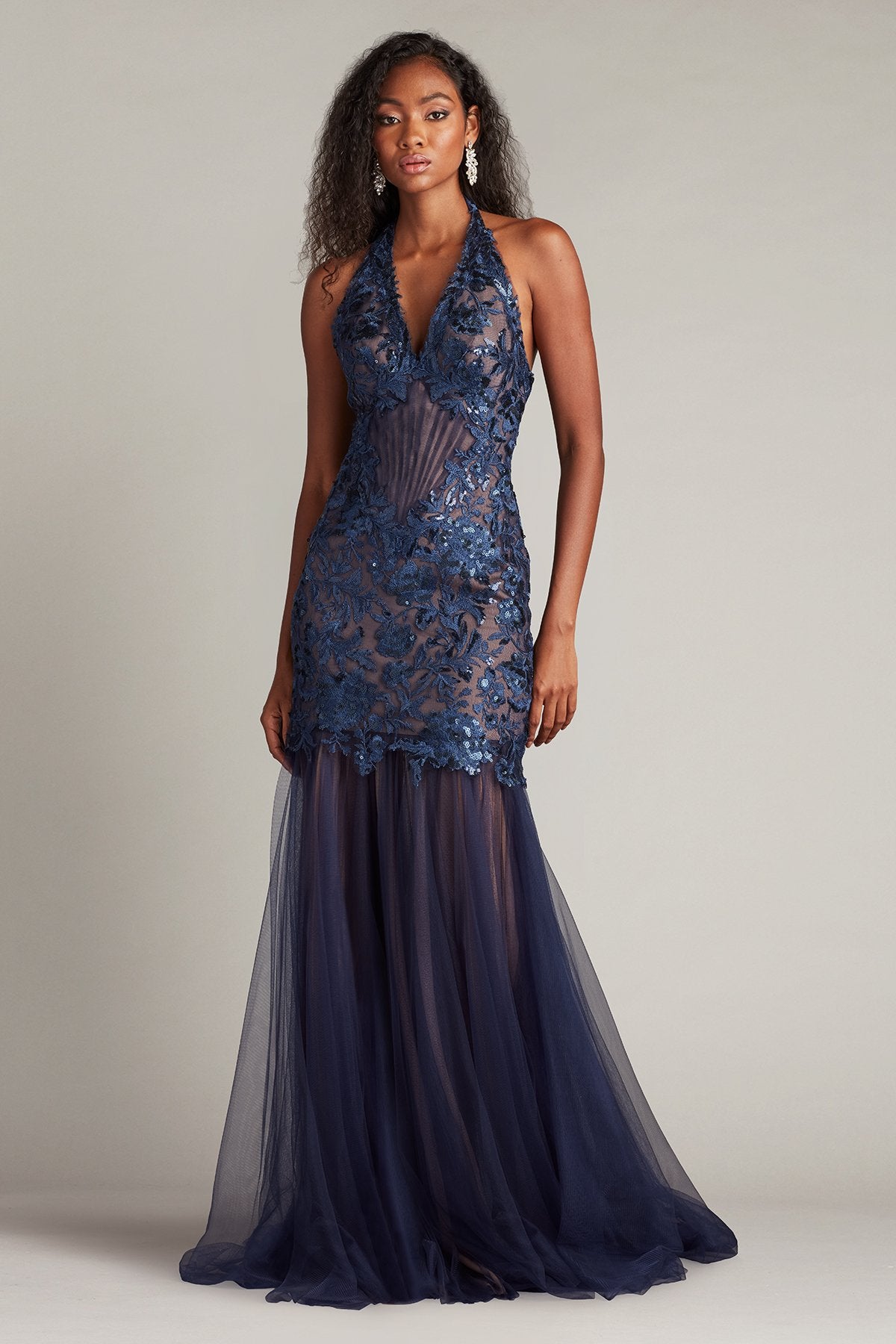 Evaine Sequin Embroidered Tulle Gown