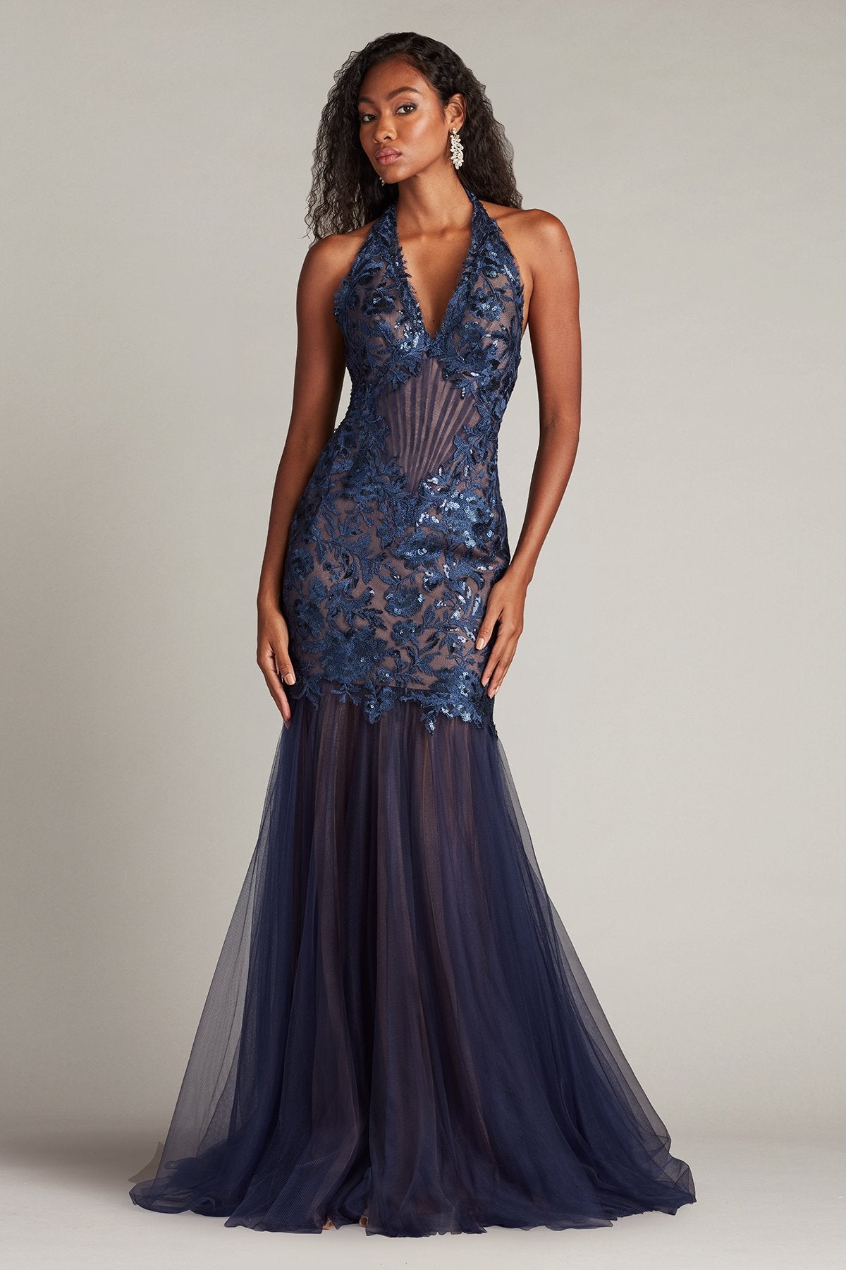 Evaine Sequin Embroidered Tulle Gown
