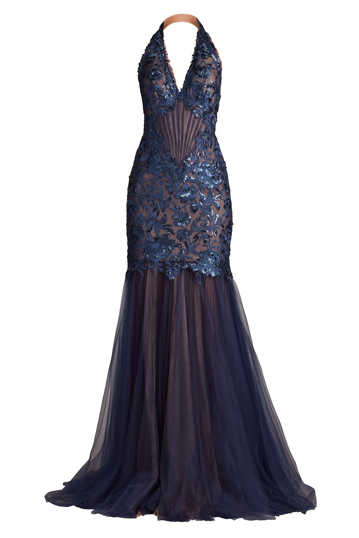 Evaine Sequin Embroidered Tulle Gown
