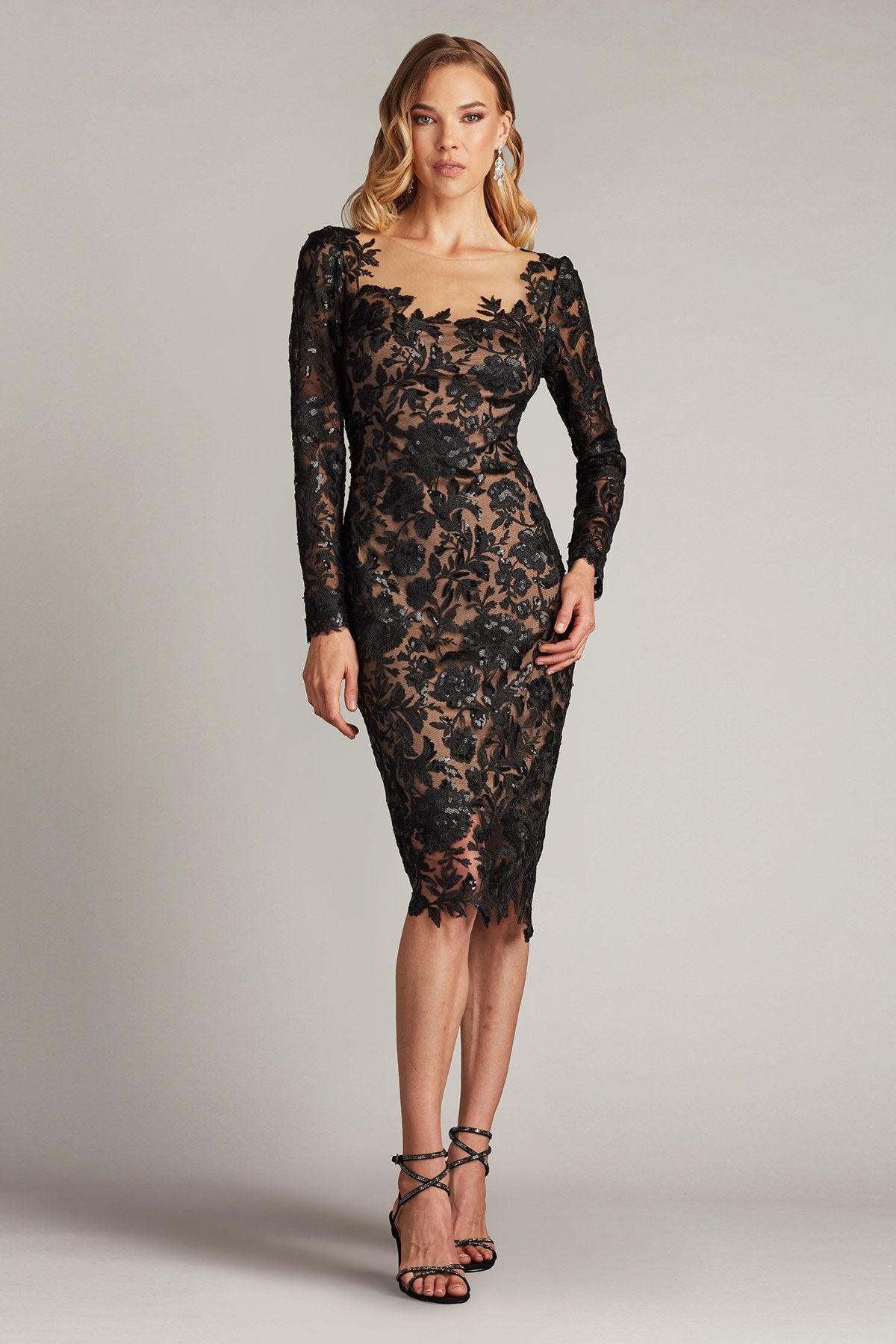 Senoia Sequin Embroidered Illusion Dress