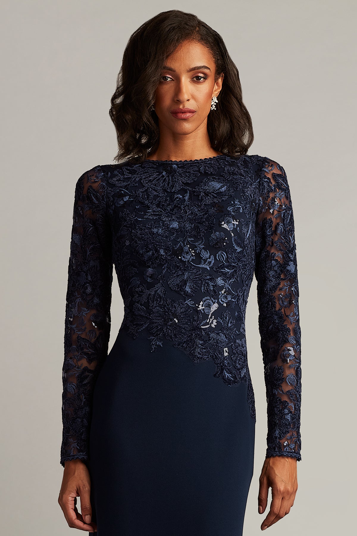 Forena Embroidered Crepe Gown