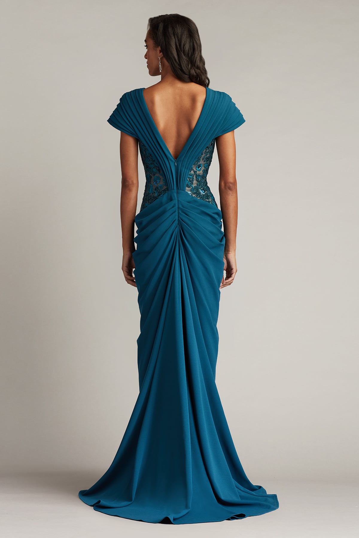 Julina Draped Overlay Embroidered Gown