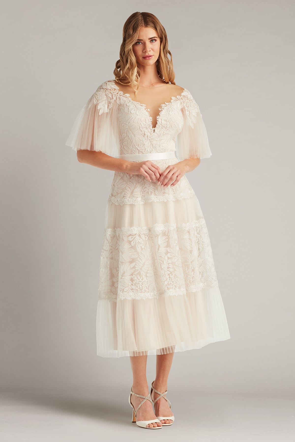 Tresca Embroidered Tulle Midi Dress