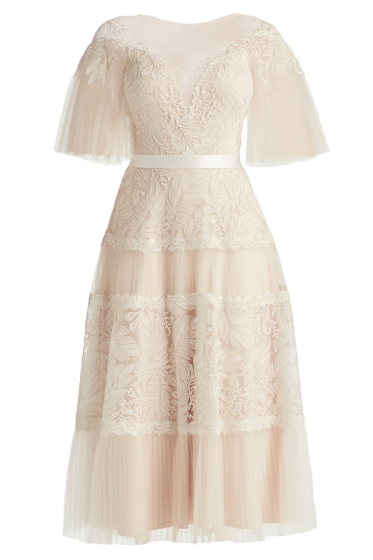 Tresca Embroidered Tulle Midi Dress