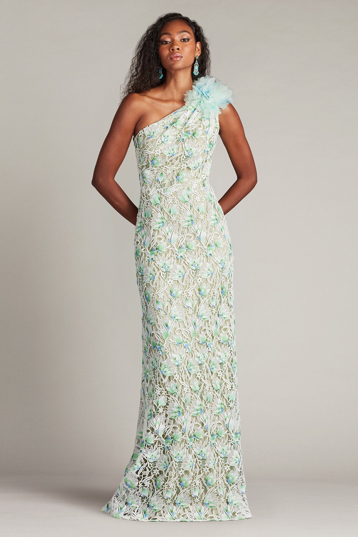 Kahli 3D Floral Embroidered Gown – Tadashi Shoji Official Online