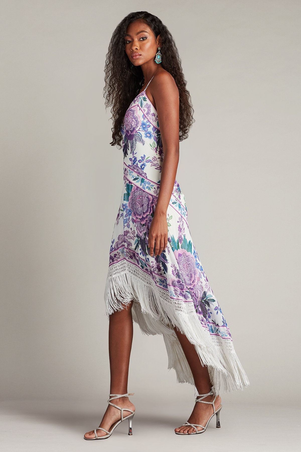 Lua Floral Print Tassel Fringe Slip Dress – Tadashi Shoji Official