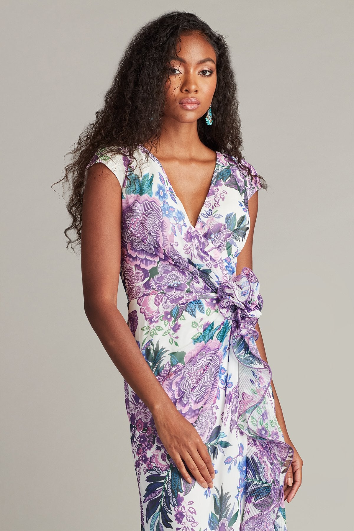 Sinai Floral Cascading Ruffle Gown