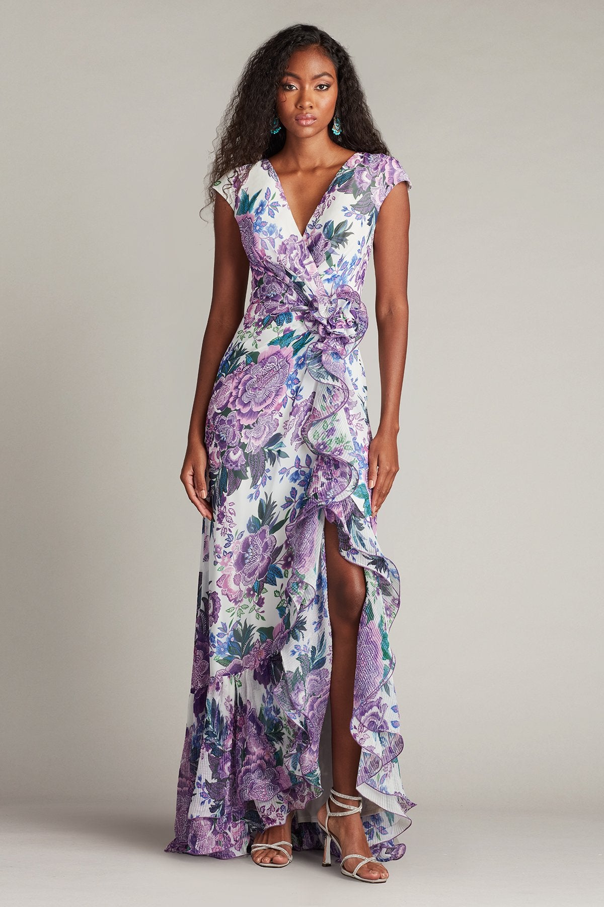 Sinai Floral Cascading Ruffle Gown