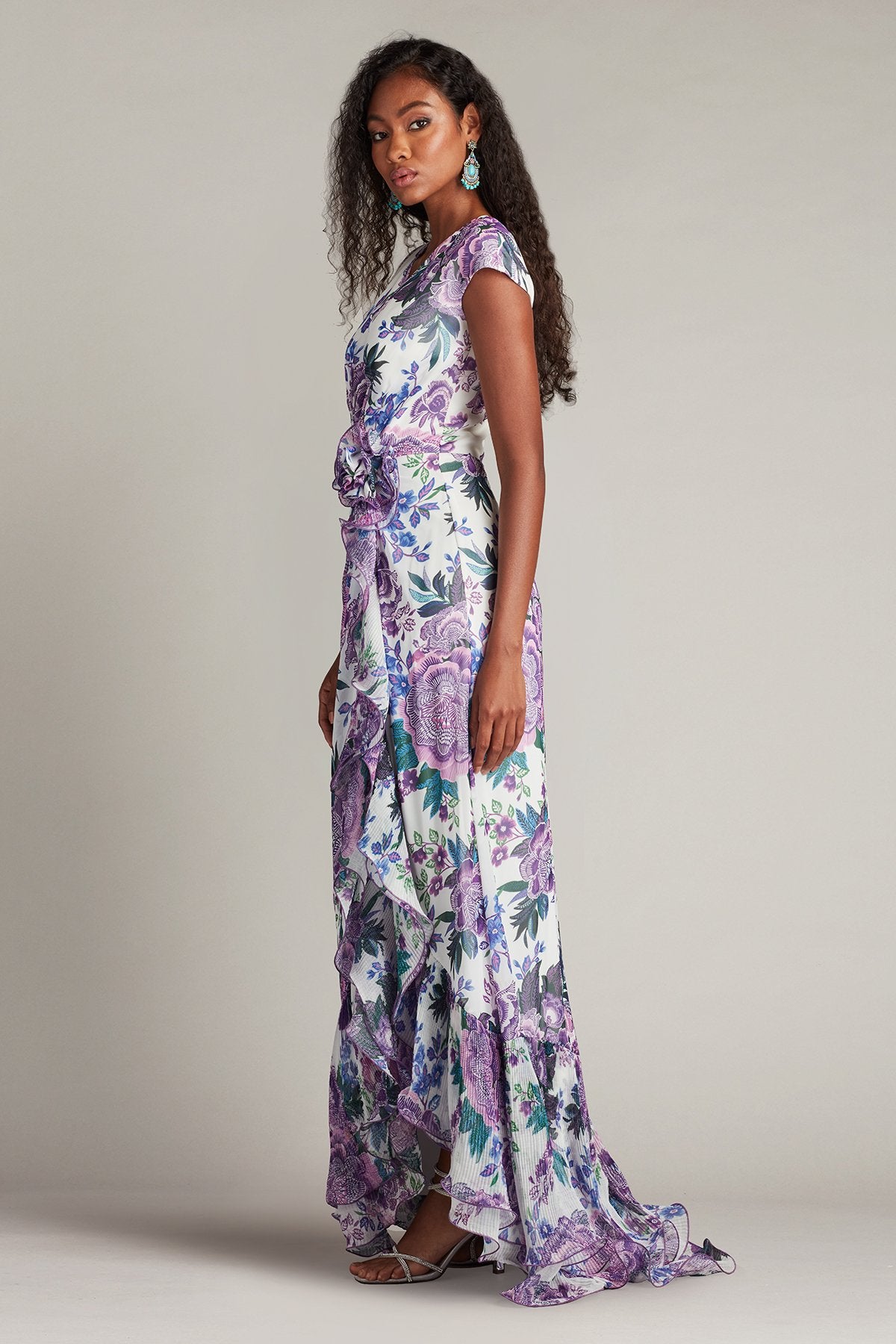 Sinai Floral Cascading Ruffle Gown