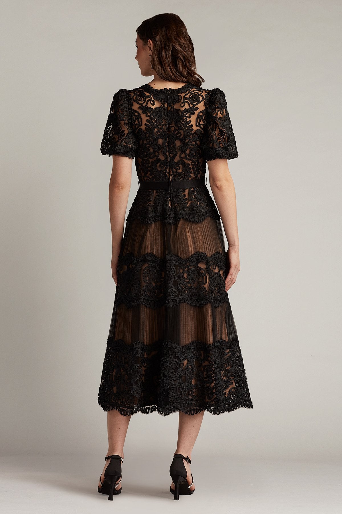 Belline Embroidered Chiffon Midi Dress