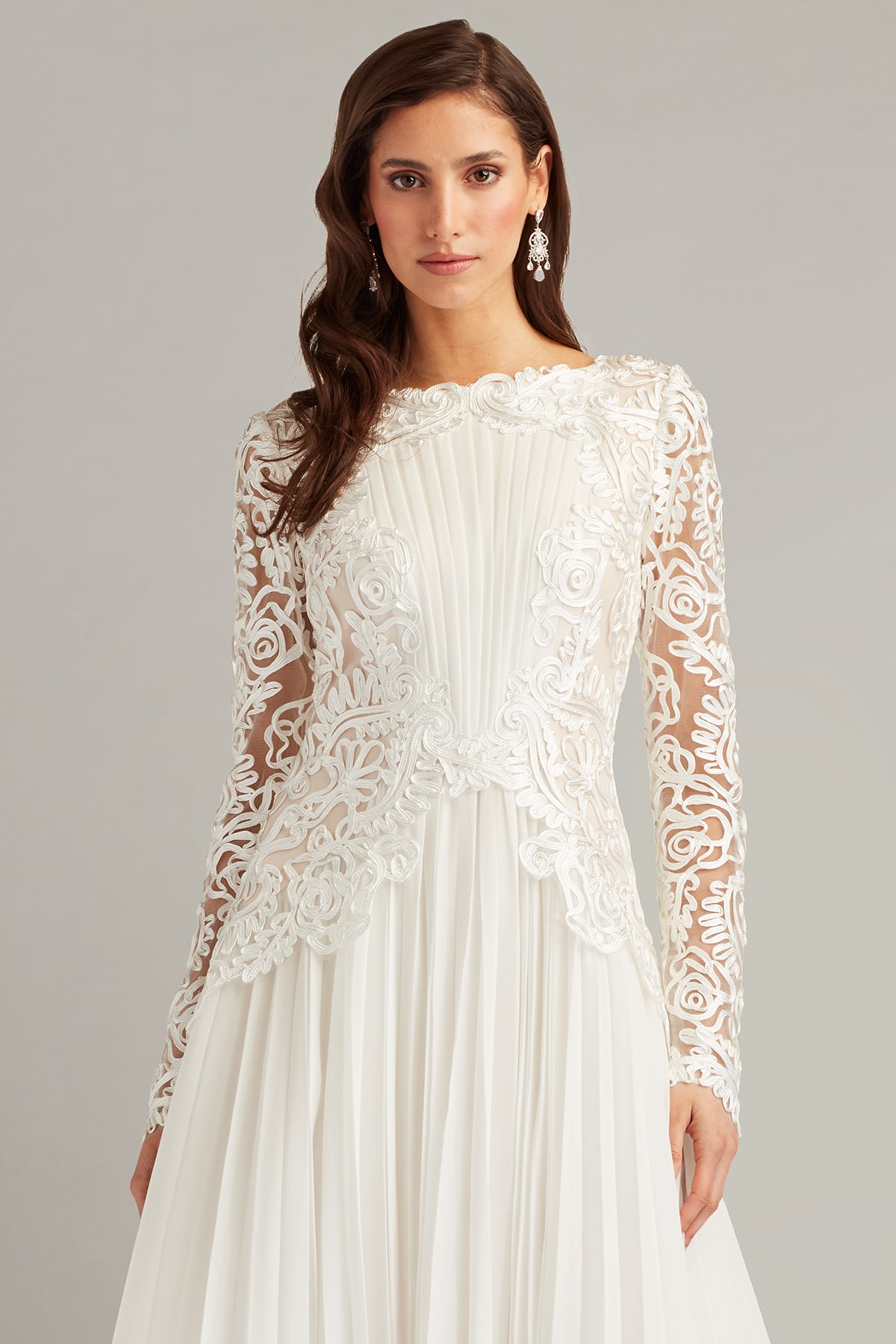 Caius Embroidered Illusion Midi Dress