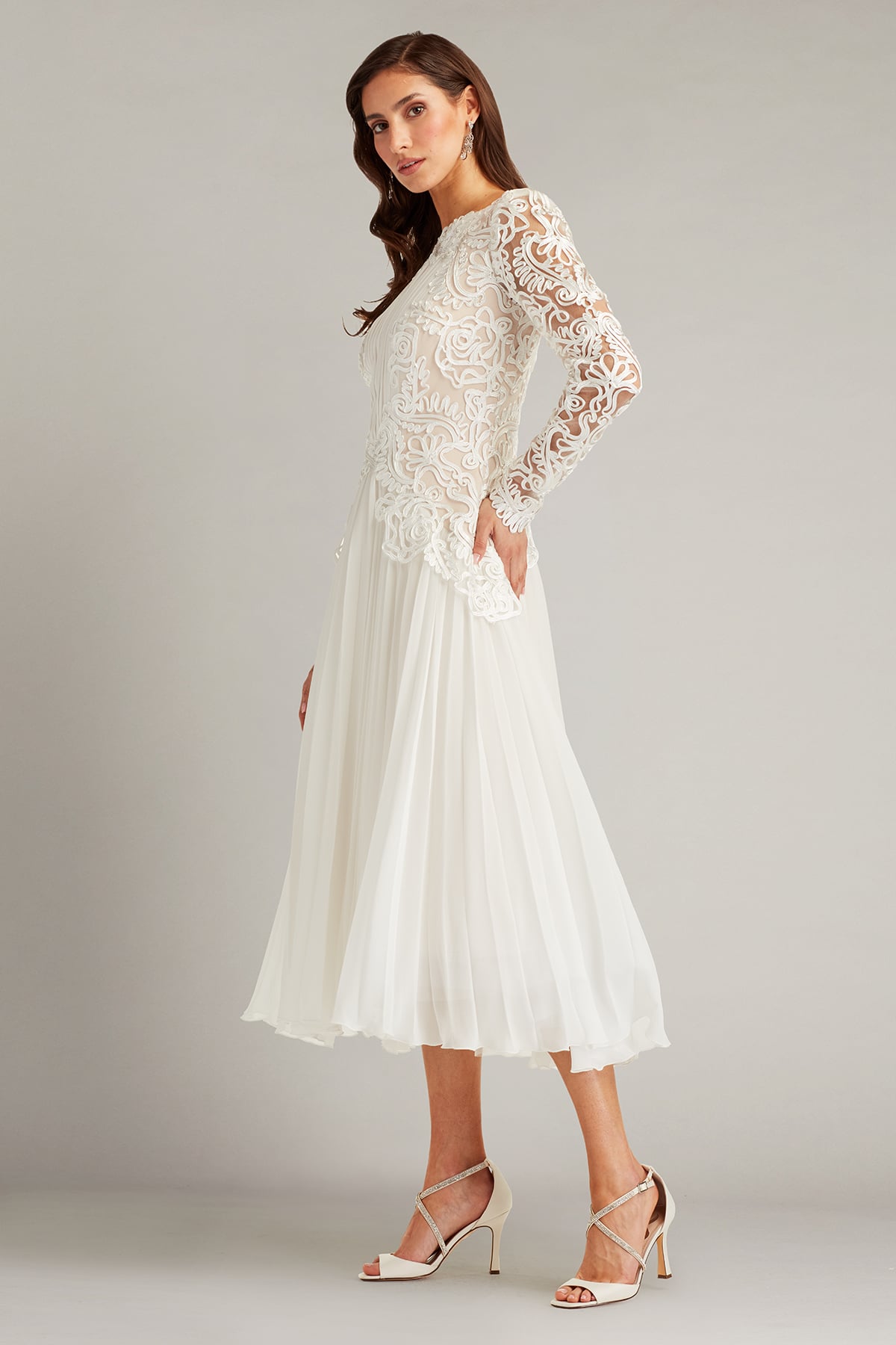 Caius Embroidered Illusion Midi Dress