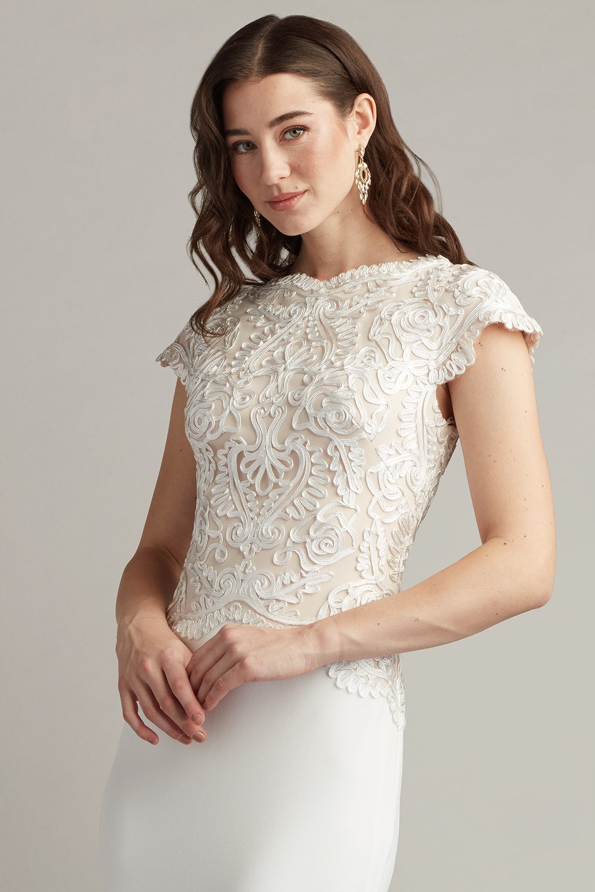 Isadora Embroidered Crepe Gown
