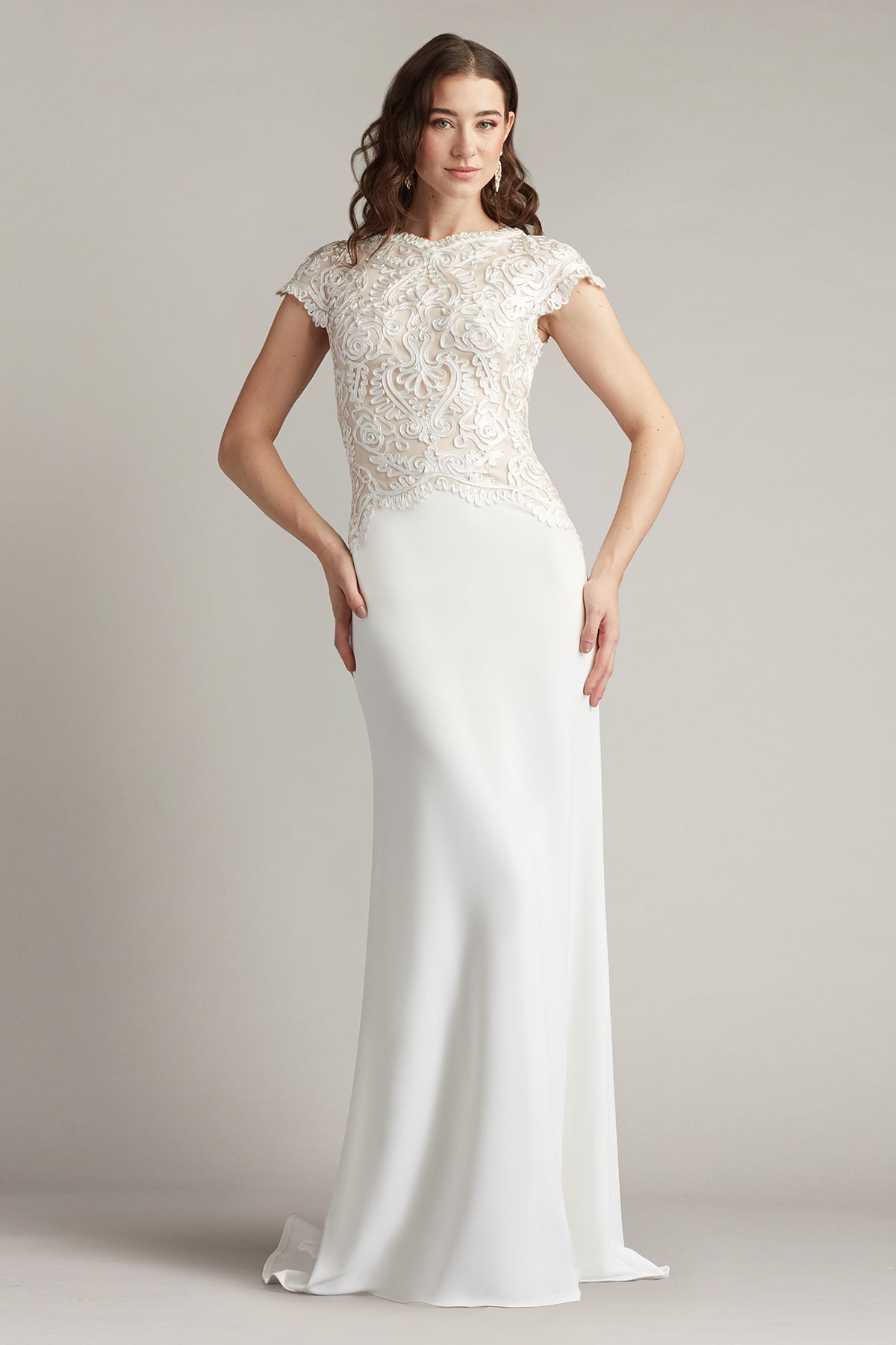 Isadora Embroidered Crepe Gown