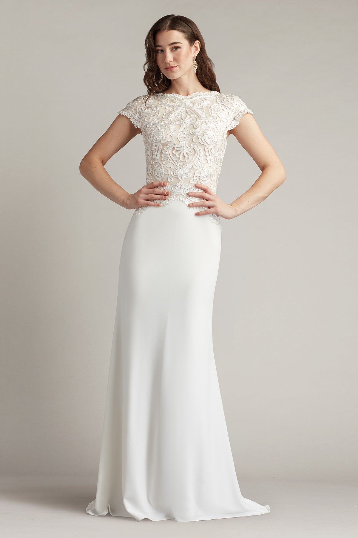 Isadora Embroidered Crepe Gown