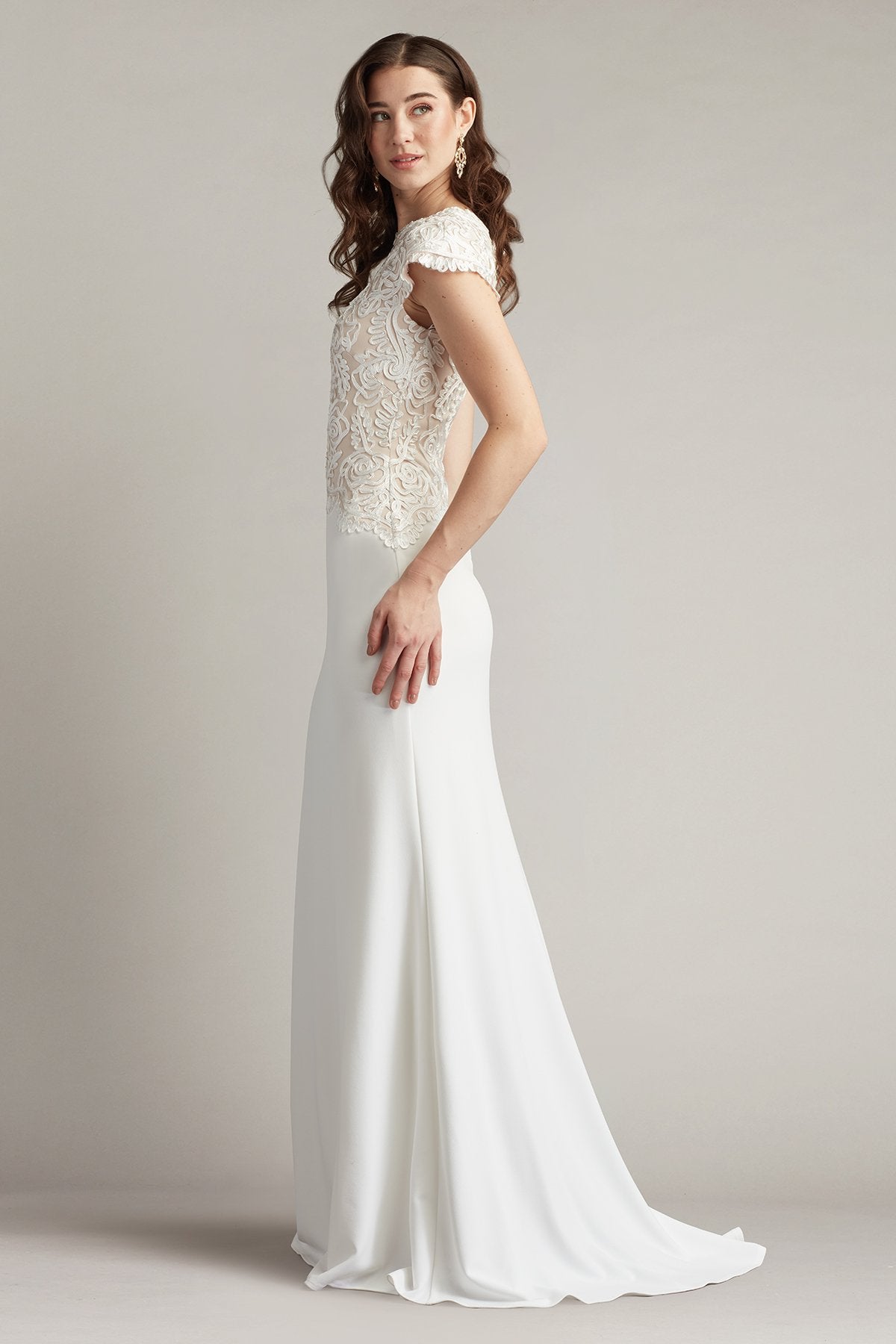Isadora Embroidered Crepe Gown