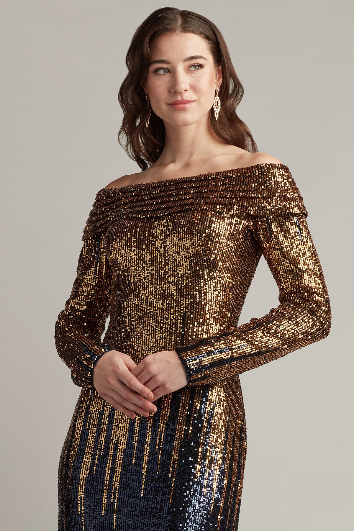 Vionne Off-Shoulder Sequin Gown