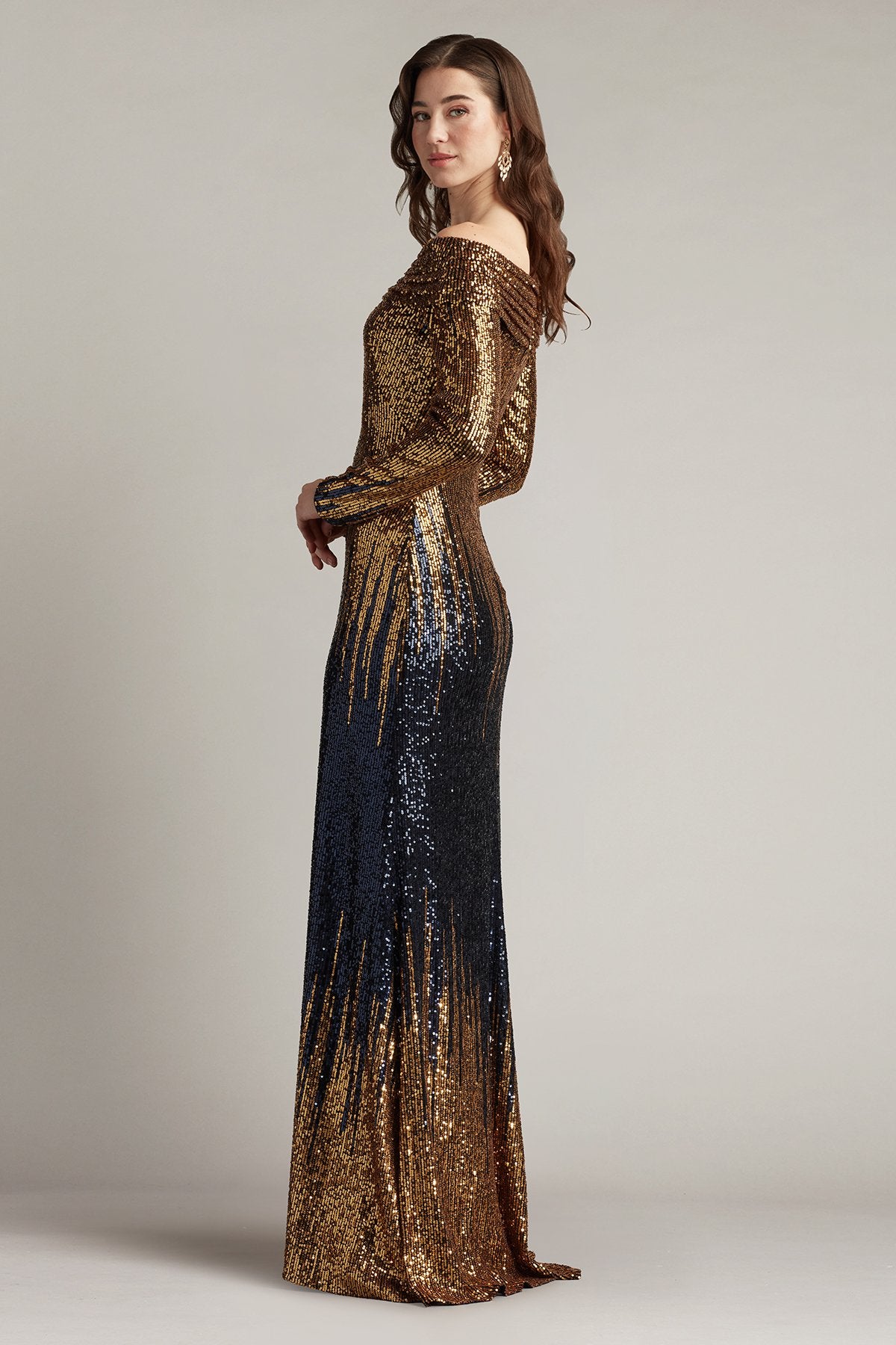 Vionne Off-Shoulder Sequin Gown