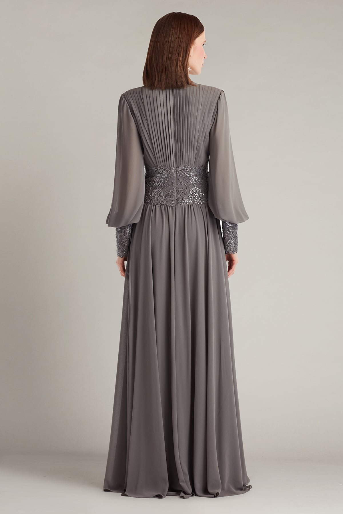 Mariela Embellished Blouson-Sleeve Gown