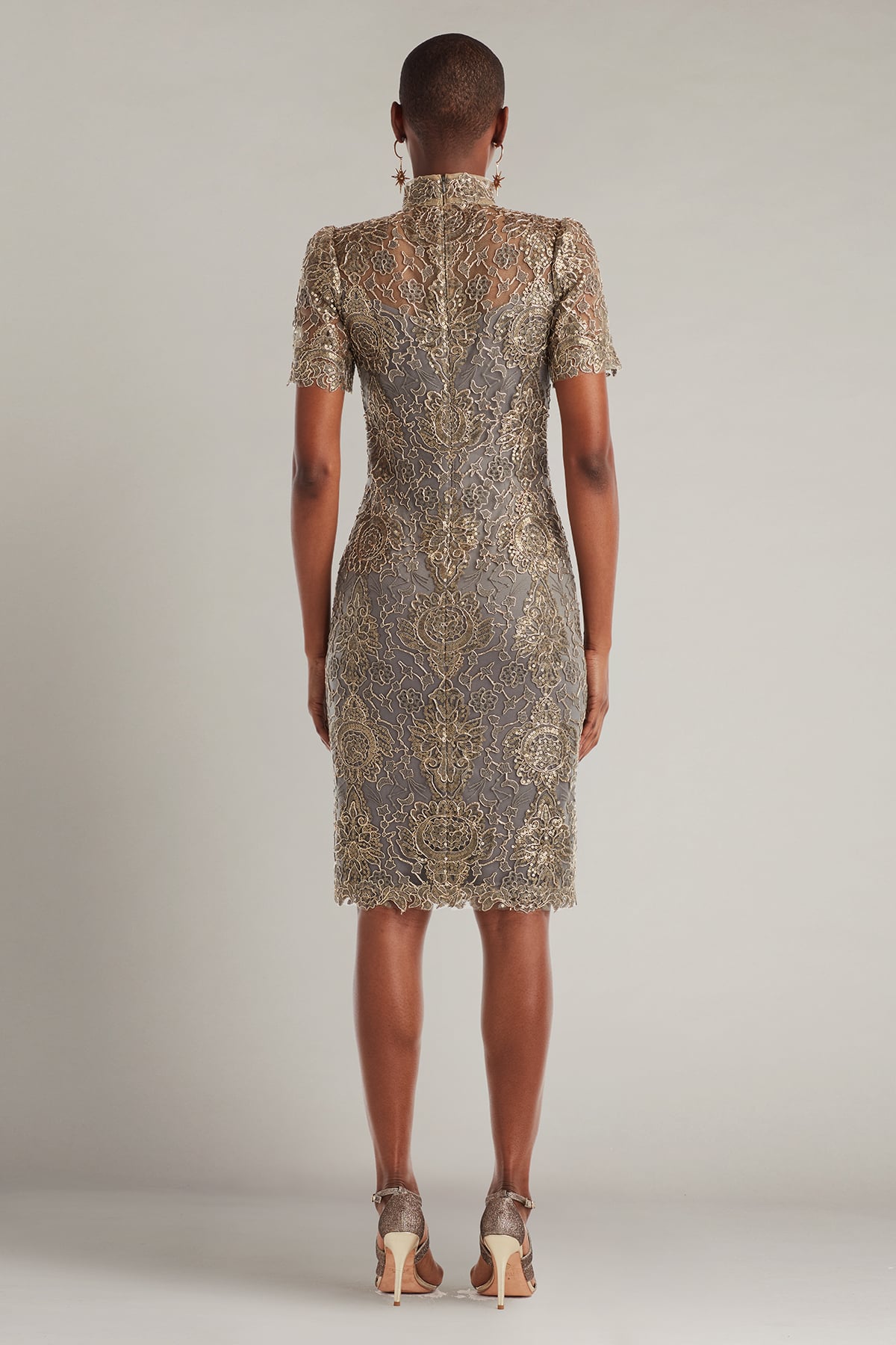 Marise Sequin Embroidered Illusion Dress