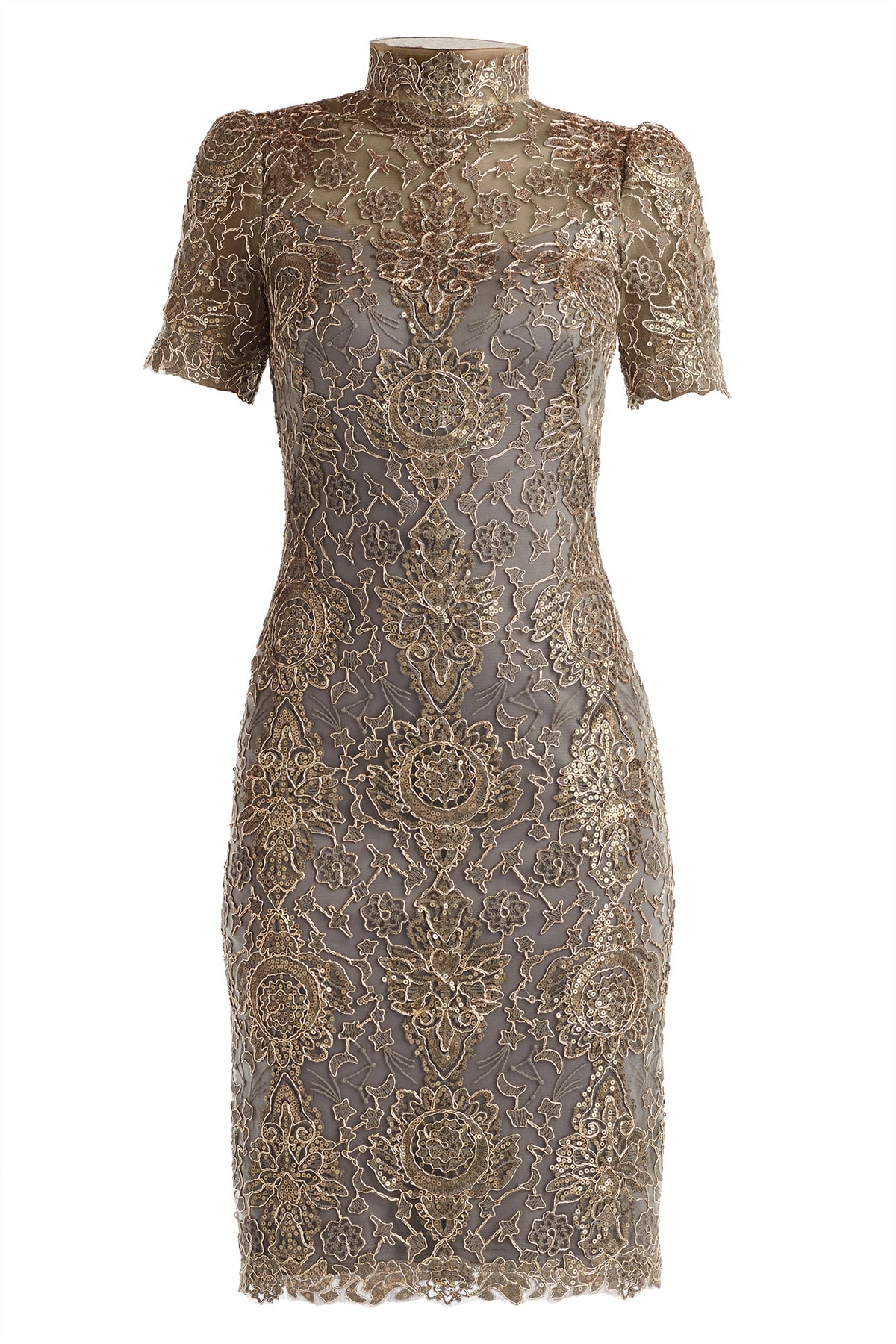 Marise Sequin Embroidered Illusion Dress