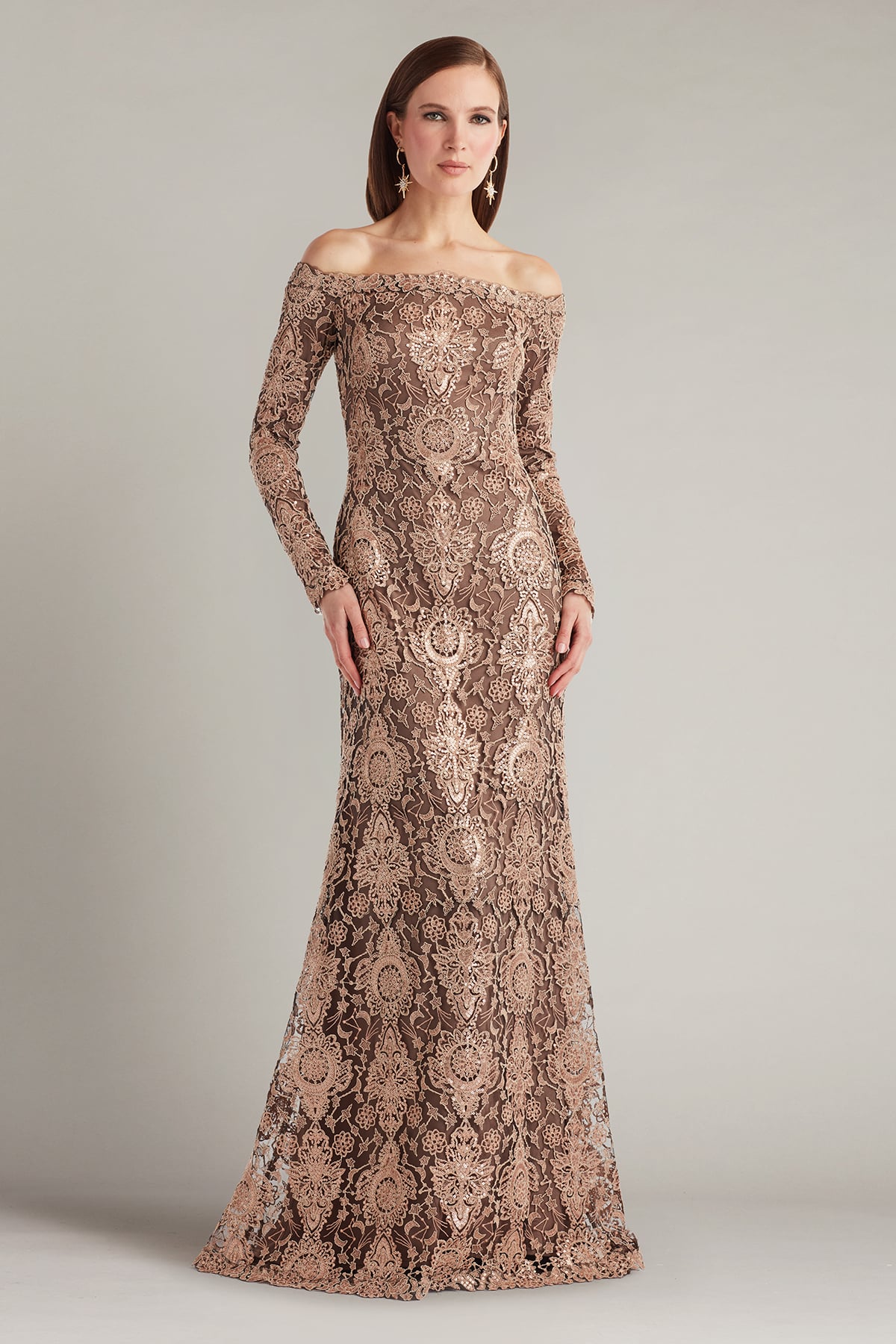 Elisara Sequin Embroidered Gown