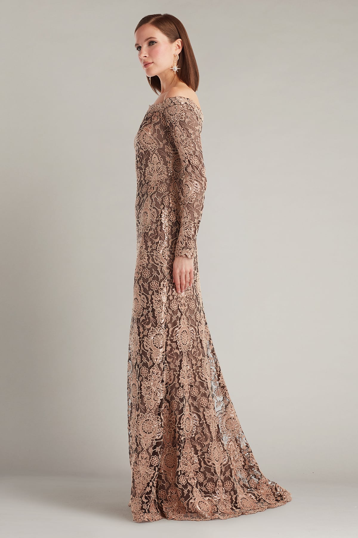 Elisara Sequin Embroidered Gown