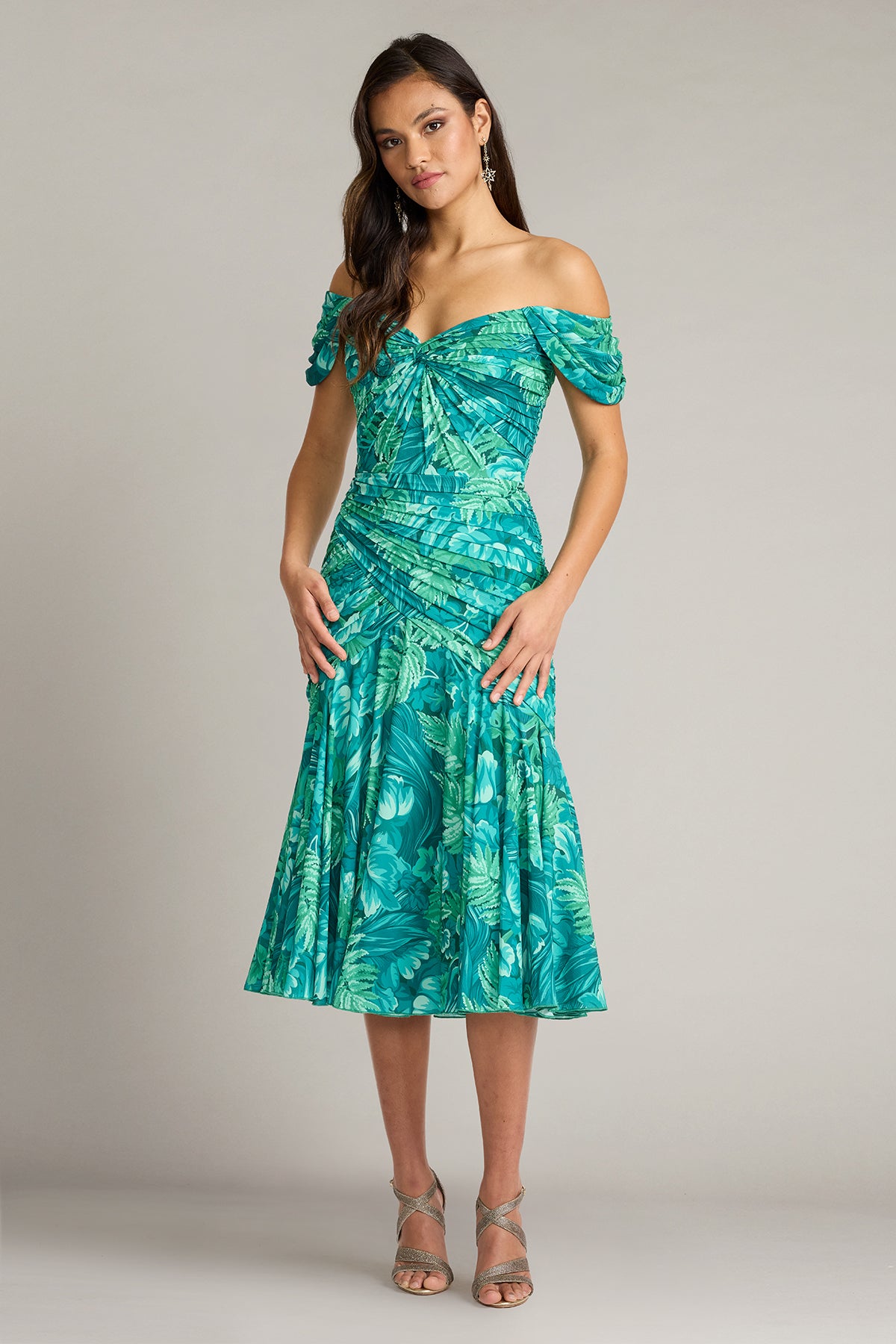 Cabbie Foliage Print Midi Dress