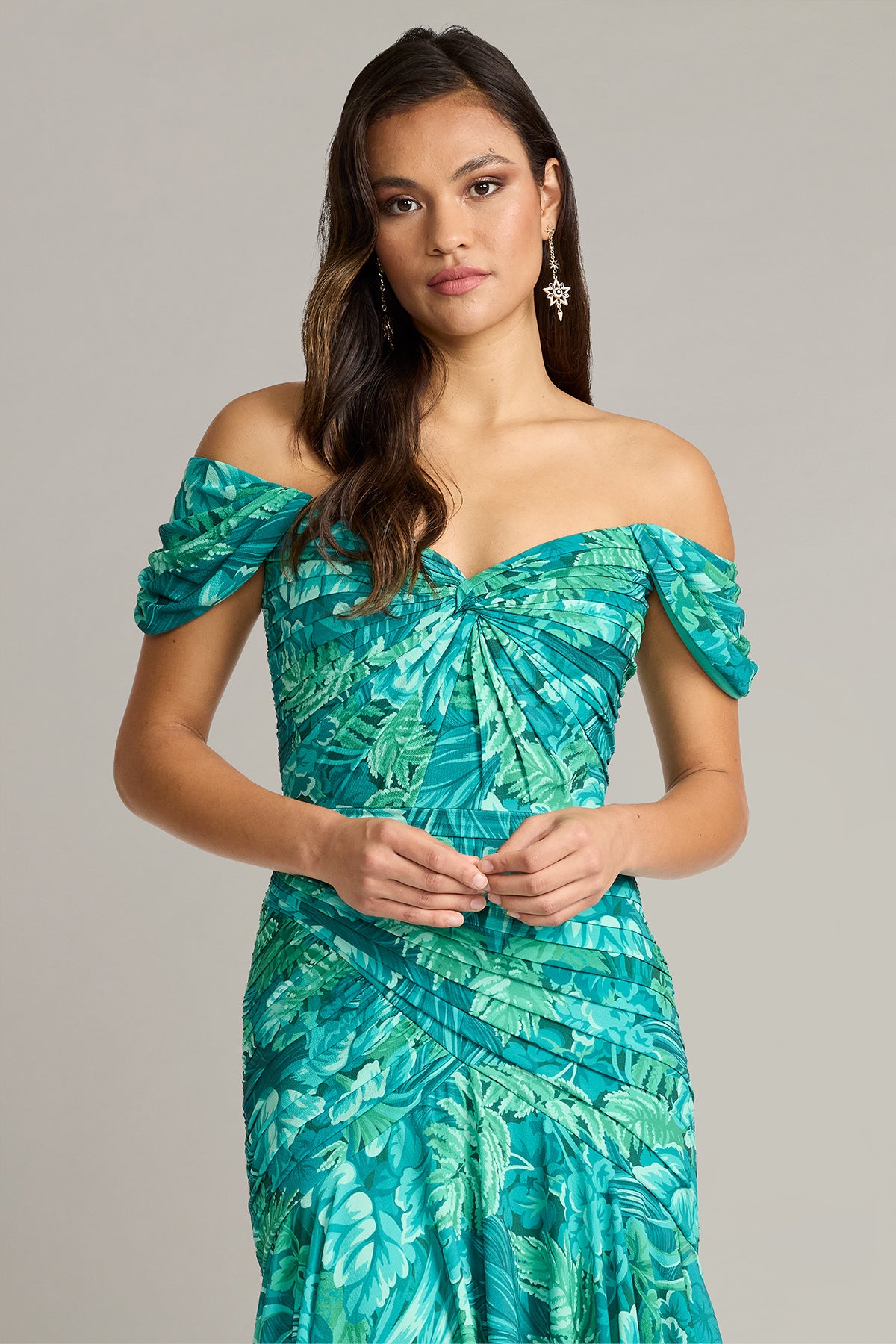 Cabbie Foliage Print Midi Dress