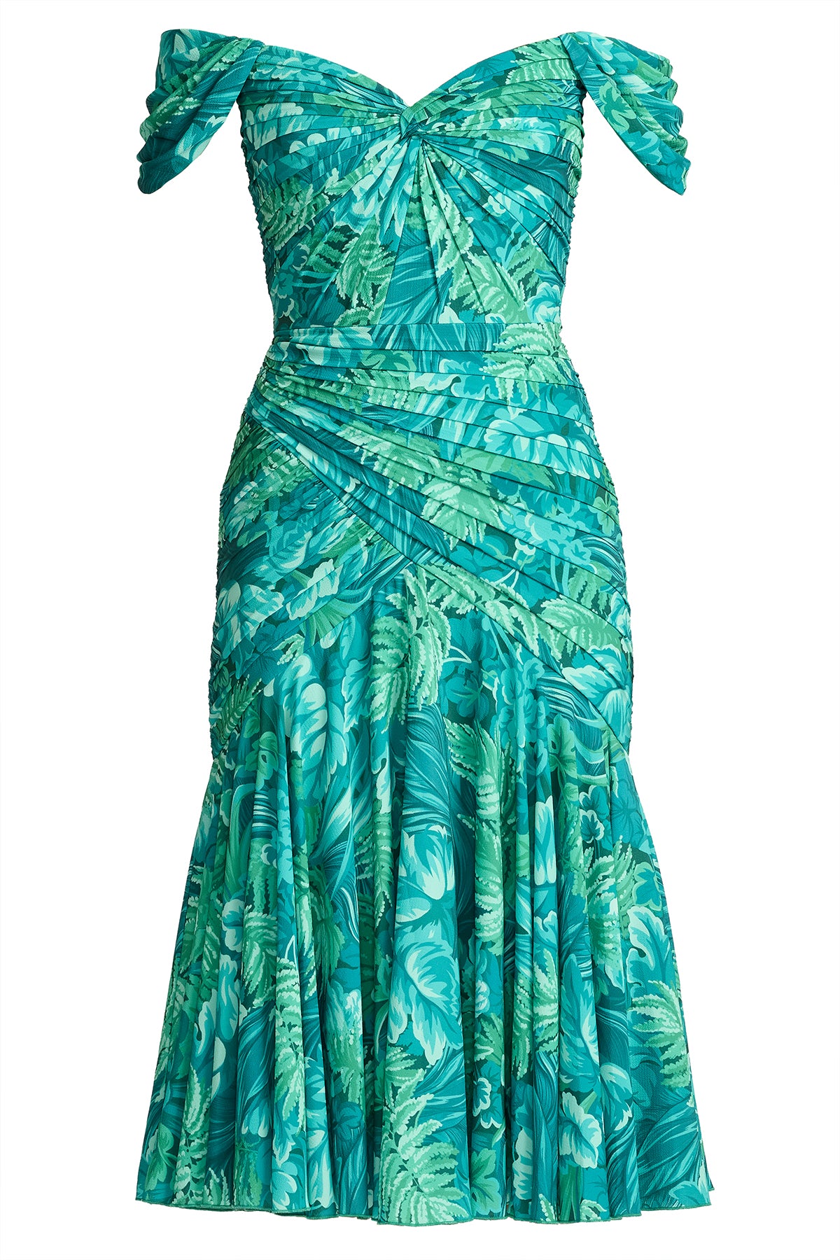 Cabbie Foliage Print Midi Dress