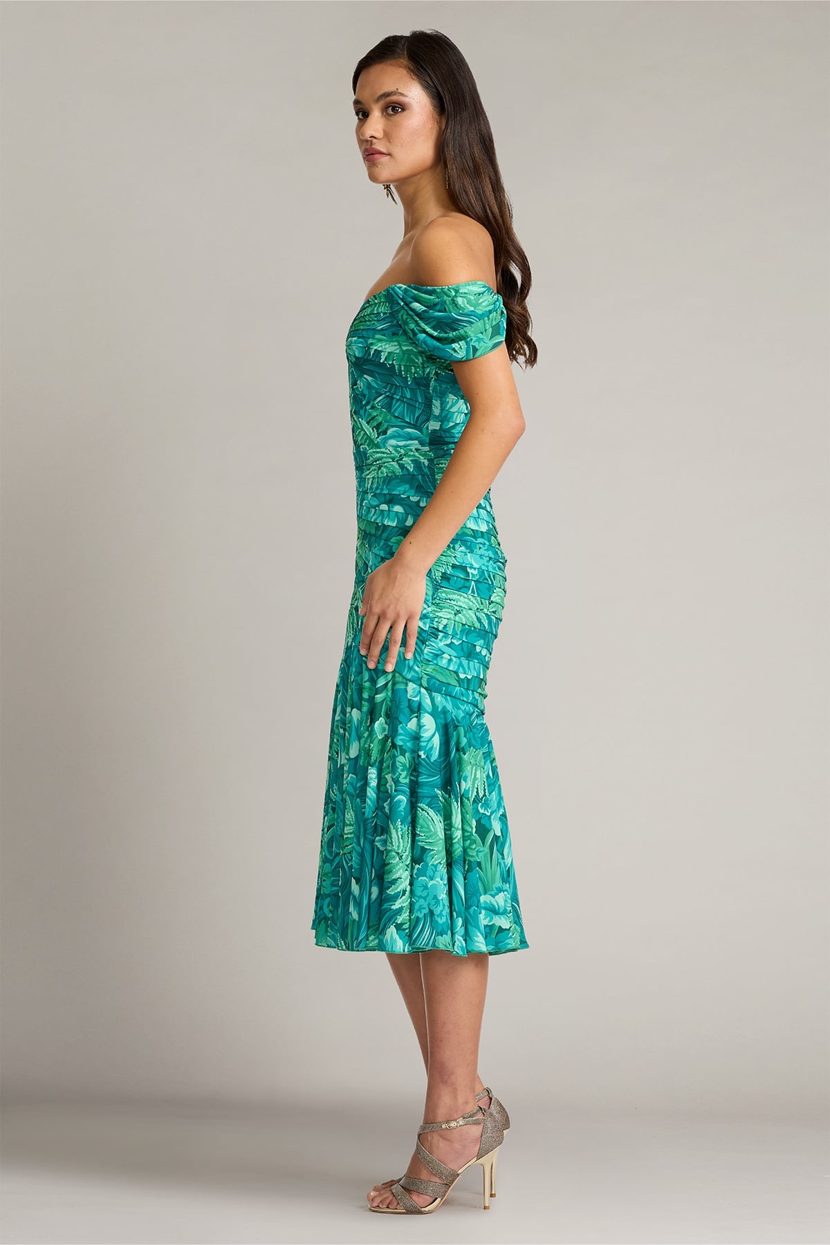 Cabbie Foliage Print Midi Dress