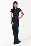 Paillette Lace and Tulle Gown in Navy