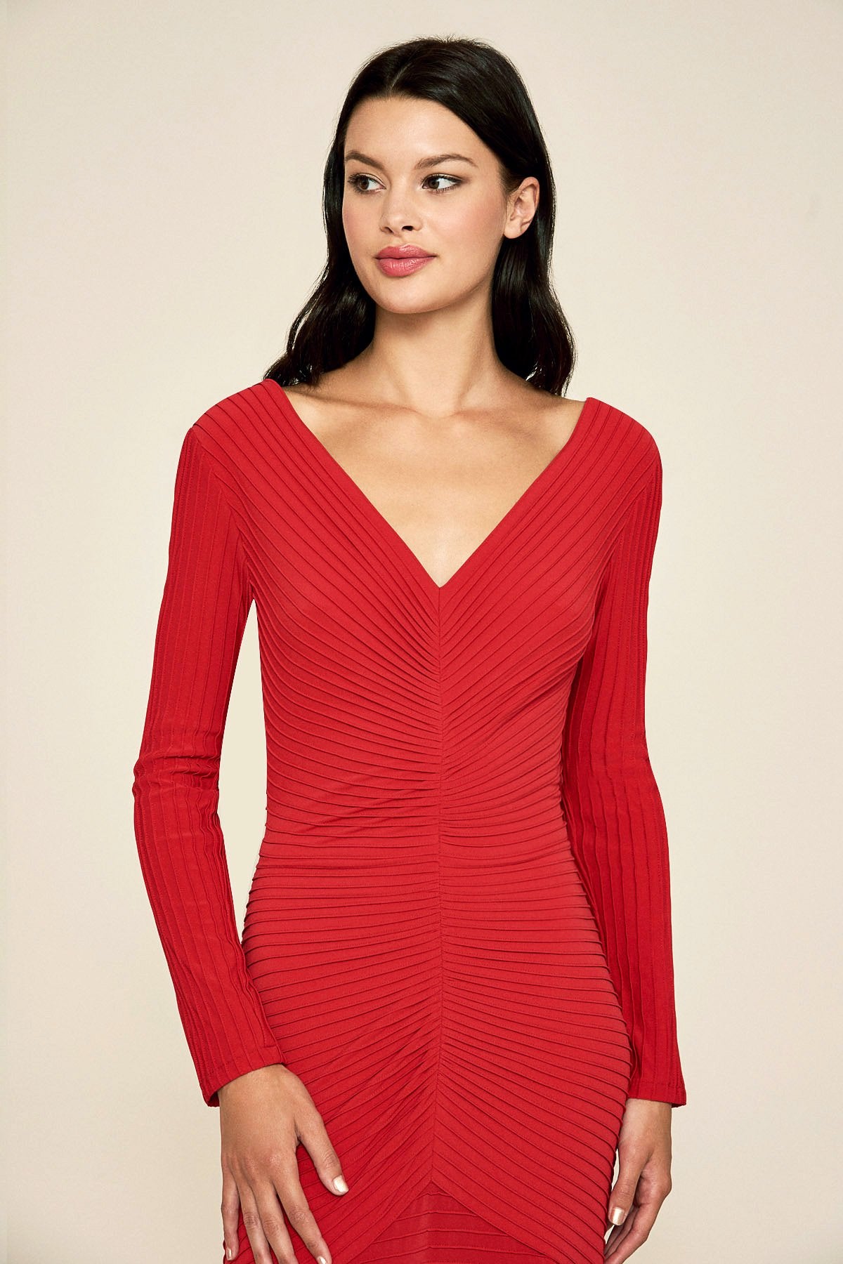 Elias Long-Sleeve Pintuck Gown