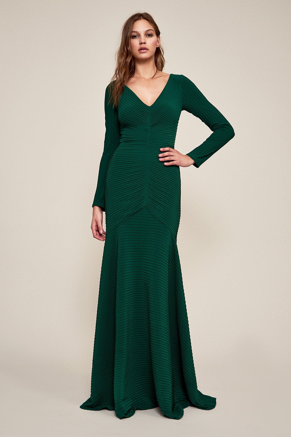 Elias Long-Sleeve Pintuck Gown