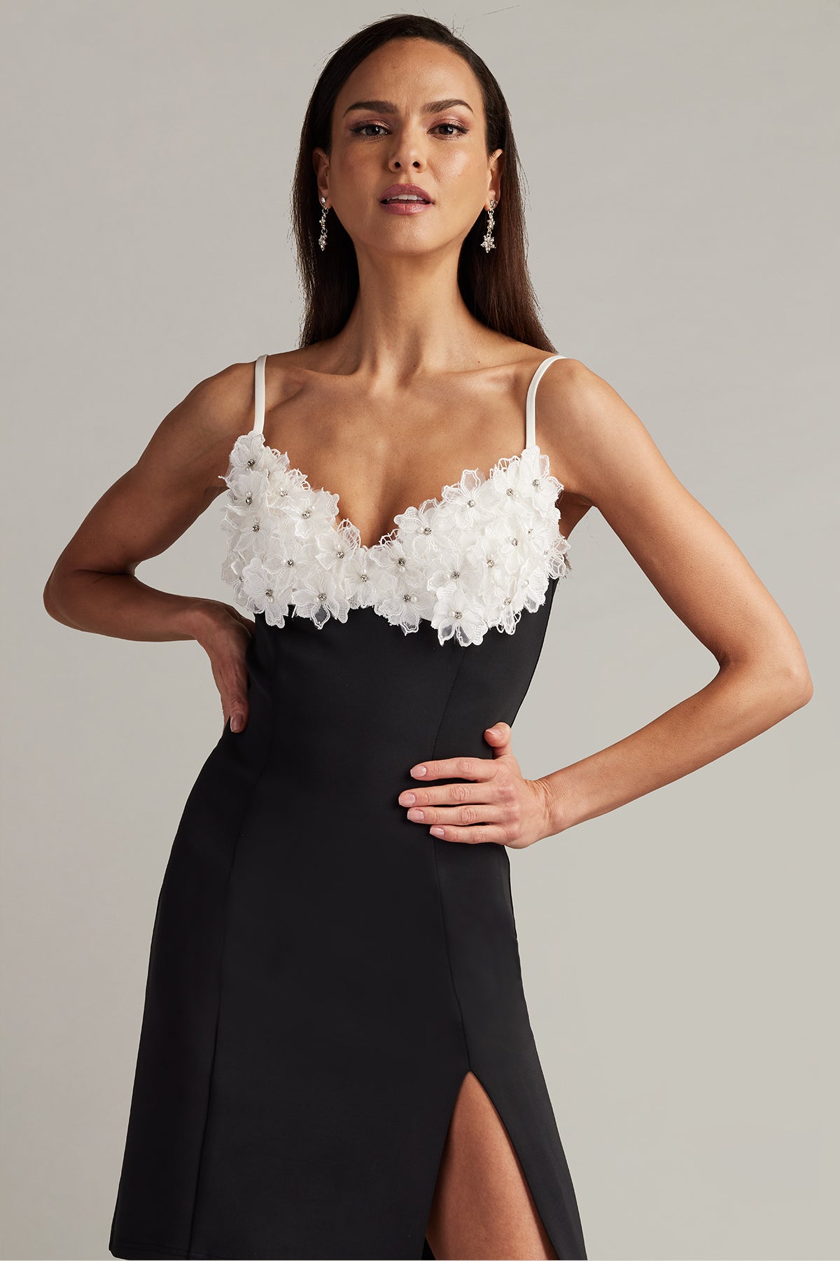 Downey Flower Embellished Mini Dress